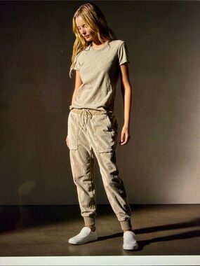 James Perse Charcoal Ribbed Corduroy  Waistband Sweatpants